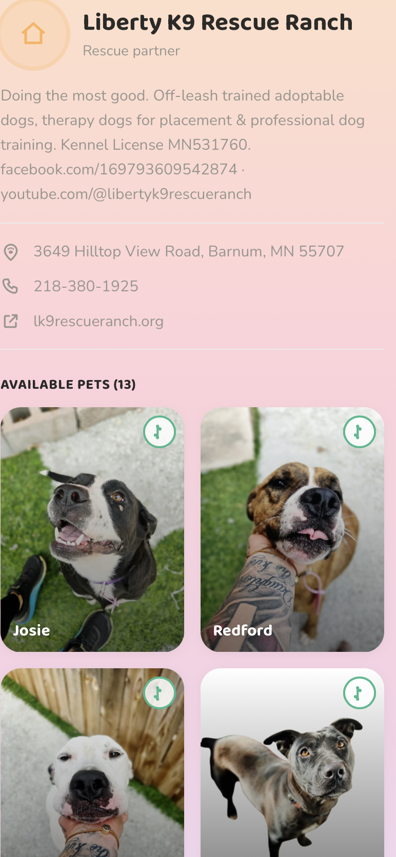 Liberty K9 Rescue Ranch profile in Pawnd'r